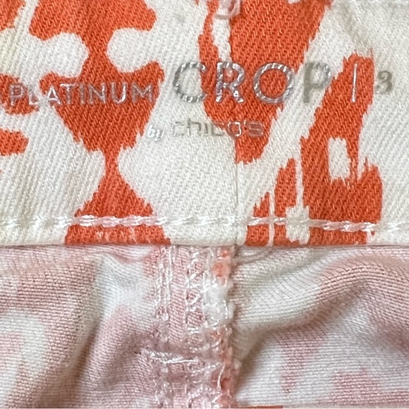 Chico’s The Platinum Crop Coral Ikat Print Women’s Cropped Pants Chico’s… - Picture 11 of 12